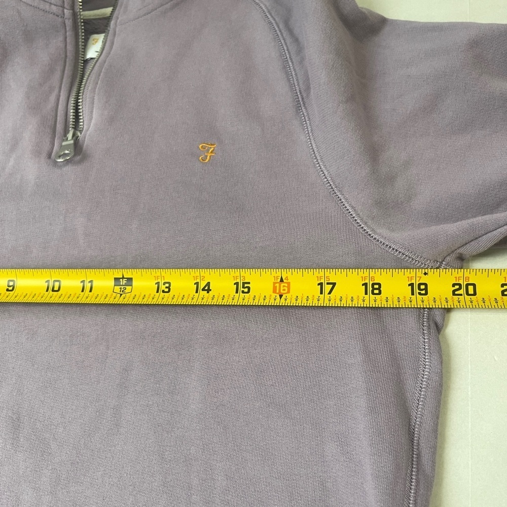 Farah – Jim Half Zip Sweatshirt Size Medium Lilac Purple Organic Cotton - Picture 7 of 8